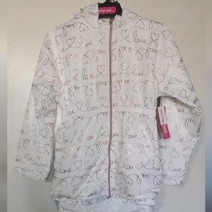 Penelope Mack White Heart Print Puffer Jacket